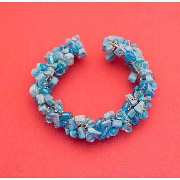 Oceanic Turquoise Gem Cuff Bracelet 7 Inches F12 - Picture 1 of 3